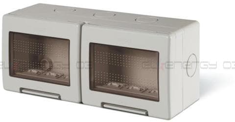 Конзола за открит монтаж с капак IP55 3+3 мод. Unibox цвят СИВ Scame