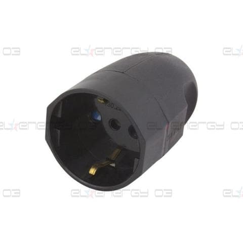 Контакт подвижен черен Шуко 2P+E 16A ІP20 UV GW750 градуса серия UNEL Scame