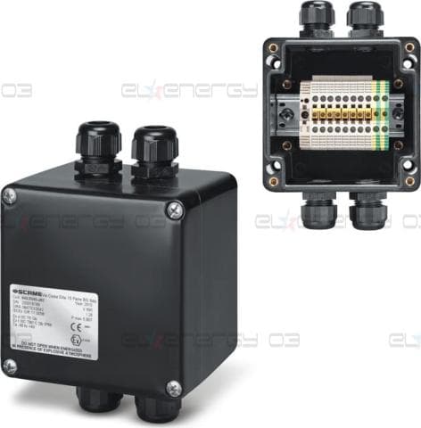 Кутия взривозащитена EX 122х120х90мм IP66, с 3х щуцера М20, 8xWDU 4,0mm², серия Zenith-P ЕX Scame