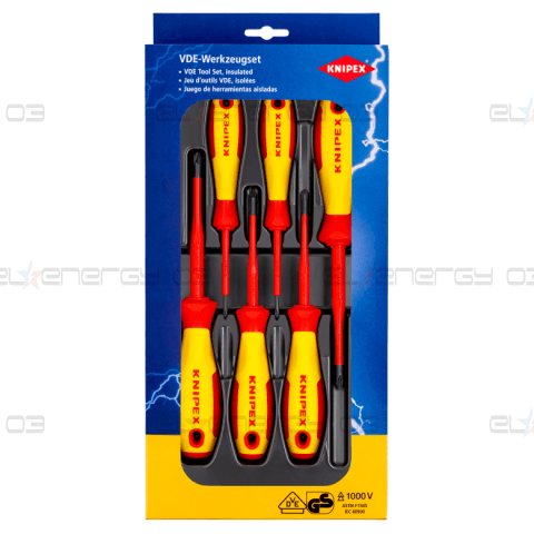 Комплект с 6 бр. отвертки VDE 1000V – 3х PH и 3х PZ, Knipex