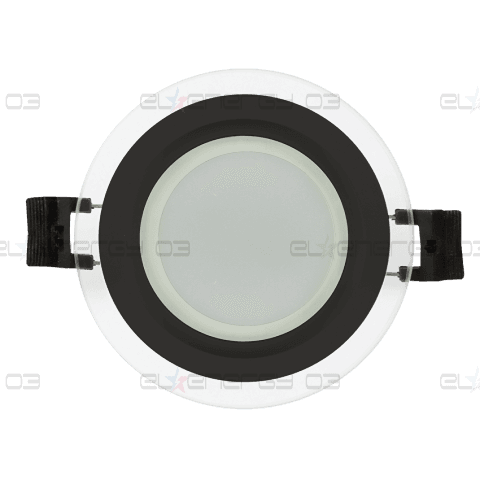 LED СТЪКЛЕН ПАНЕЛ ЗА ВГРАЖДАНЕ, КРЪГ, 6W, 4200K, 220-240V AC, IP44, ЧЕРЕН РИНГ