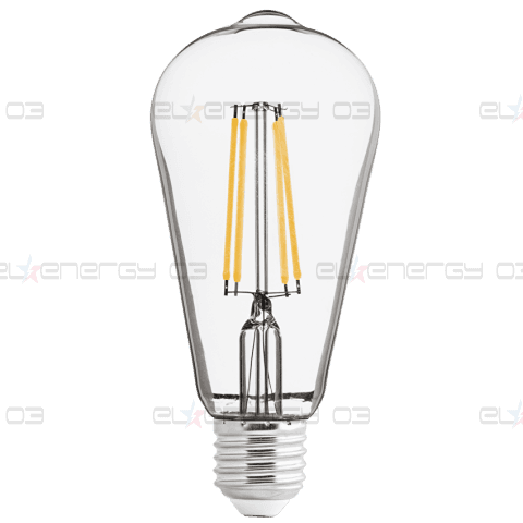 LED filament COB Лампа крушка, Димираща, 8W, E27, 4200K, 220-240V AC, Неутрална светлина, ST64