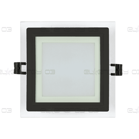 LED Стъклен панел за вграждане, Квадрат, 18W, 4200K, 220-240V AC, IP44, Черен ринг