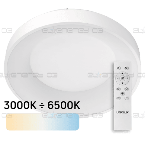 LED Димираща CCT плафониера с дистанционно управление, Бяла, max. 72W, 3000K-6500К, 220-240V AC, Кръг, IP20