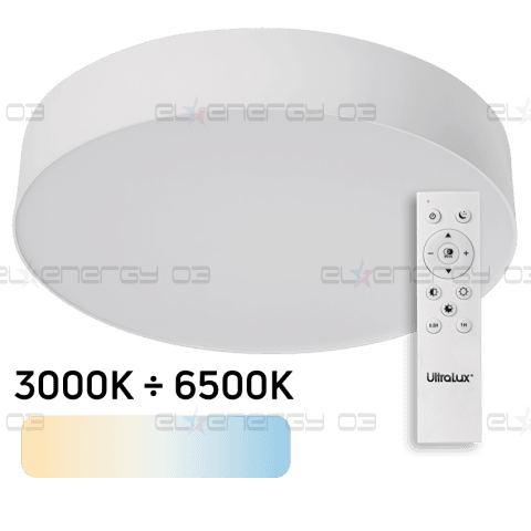 LED Димираща CCT плафониера с дистанционно управление, Бяла, max. 72W, 3000K-6500К, 220-240V AC, Кръг, IP20