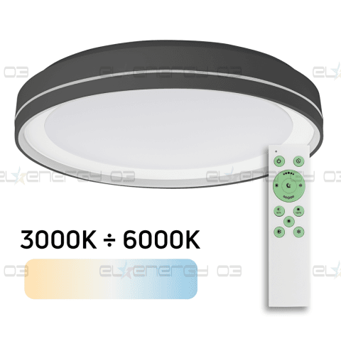 LED ДИМИРАЩА CCT ПЛАФОНИЕРА С ДИСТАНЦИОННО, ЧЕРНА, 45W, 3000/4000/6000К, 220-240V AC, IP20