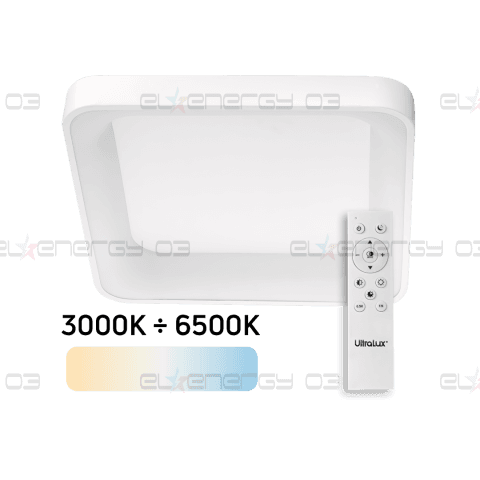 LED Димираща CCT плафониера с дистанционно управление, Бяла, max. 72W, 3000K-6500К, 220-240V AC, Квадрат, IP20