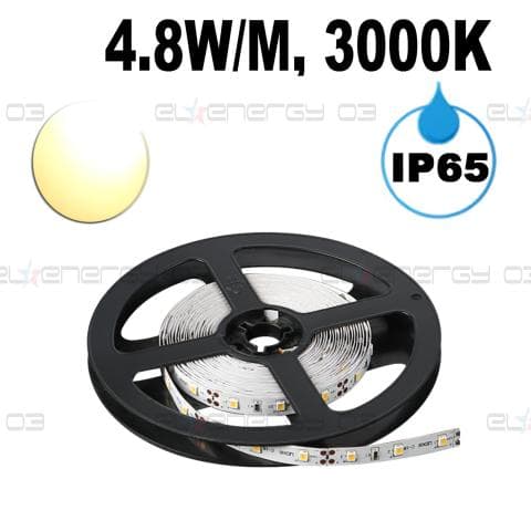 LED лента, 4.8W/m, 3000K, 12V DC, SMD2835, 60 LEDs/m, IP65
