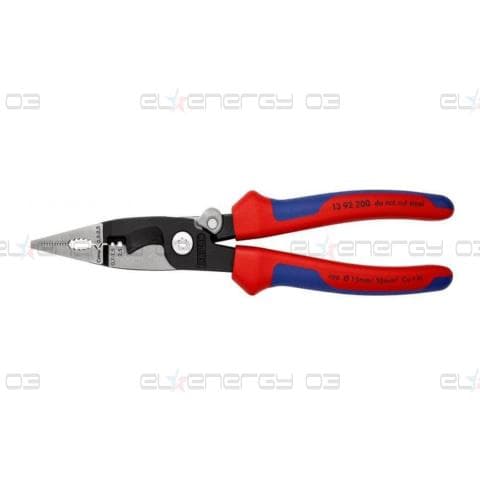 Клещи инсталаторски, синьо-червена ръкохватка 200мм, с фиксатор, Knipex