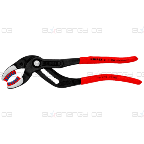 Клещи за сифони и ВиК връзки, с PVC челюсти, червена ръкохватка 250мм, Knipex