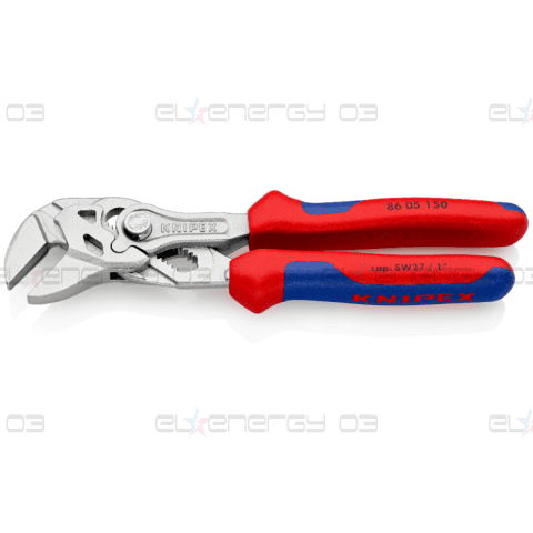Клещи раздвижени, хромирани, синьо-червена ръкохватка 150мм, Knipex