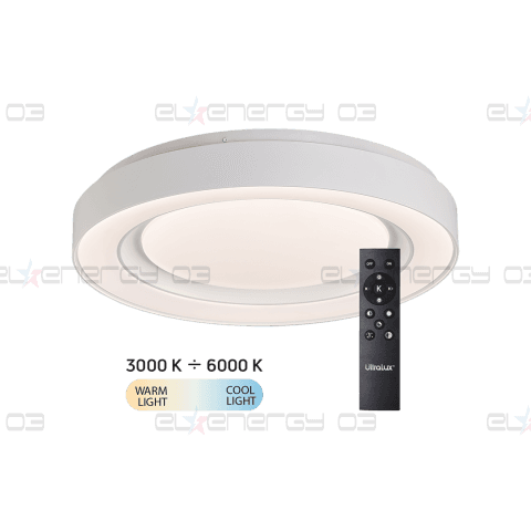 LED димираща ССТ плафониера с дистанционно управление бял, max.72W, 3000K-6000К, 220-240V AC, кръг, IP20