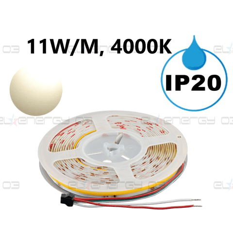 Дигитална LED лента едноцветна 11W/m, 4000K, IC WS2811, 24V DC, 10 pixels/m, COB, 5m, IP20
