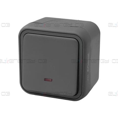 Бутон с подсветка за открит монтаж IP55 цвят Антрацит Commel