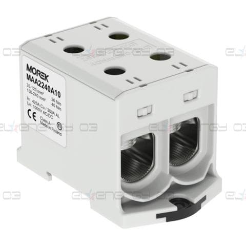 Тунелна клема СИВА 1P 425A с 4 отвора OTL240-2 2xAl/Cu 35-240mm² 1000V MOREK