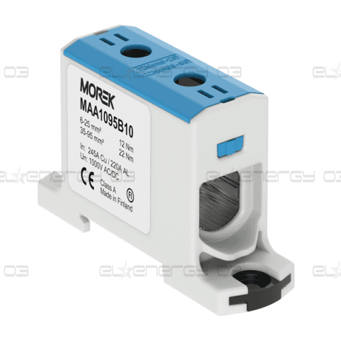 Тунелна клема СИНЯ 1P 245A с 2 отвора OTL95 1xAl/Cu 6-95mm² 1000V MOREK