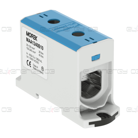 Тунелна клема СИНЯ 1P 425A с 2 отвора OTL240 1xAl/Cu 35-240mm² 1000V MOREK
