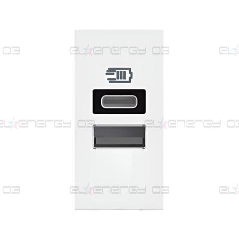 Розетка 2xUSB за зареждане тип A+C 3A 15W 1 мод. цвят Бял /блистер/ Classia Bticino