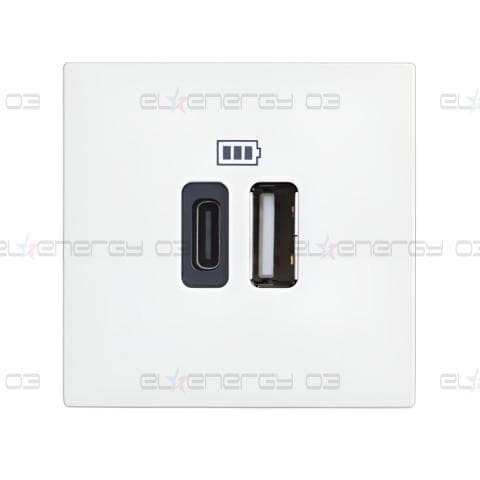 Розетка 2xUSB за зареждане тип A+C 3A 15W 2 мод. цвят Бял /блистер/ Classia Bticino