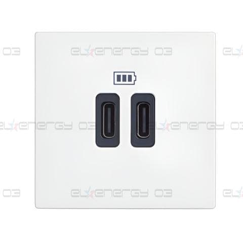 Розетка 2xUSB за зареждане тип С 3A 15W 2 мод. цвят Бял /блистер/ Classia Bticino