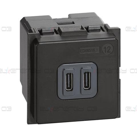 Розетка 2xUSB за зареждане тип C 3A 15W 2 мод. Living Now Bticino