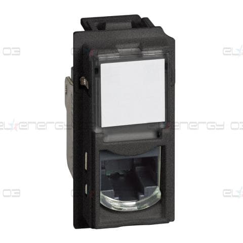 Розетка RJ45 cat.5e UTP конектор toolless IDC 1 мод. цвят Черен Living Now Bticino