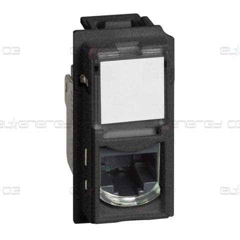 Розетка RJ45 cat.6 STP конектор toolless IDC 1 мод. цвят Черен Living Now Bticino