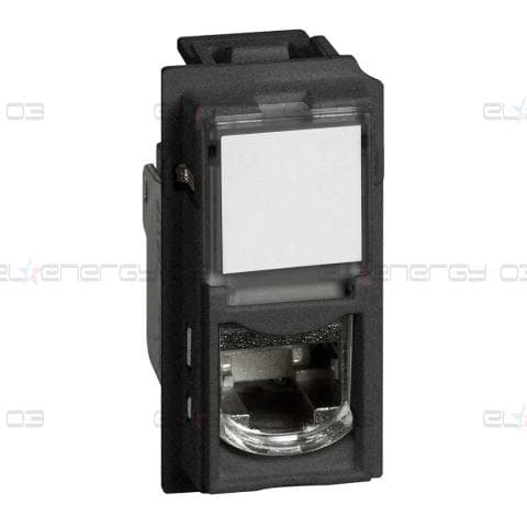 Розетка RJ45 cat.6A STP конектор toolless IDC 1 мод. цвят Черен Living Now Bticino