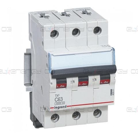 Автоматичен прекъсвач TX3 3P 63A крива С 6kA Legrand
