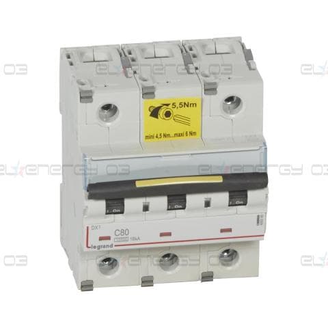 Автоматичен прекъсвач DX3 3P 80A крива С 10kA 4,5 мод. Legrand