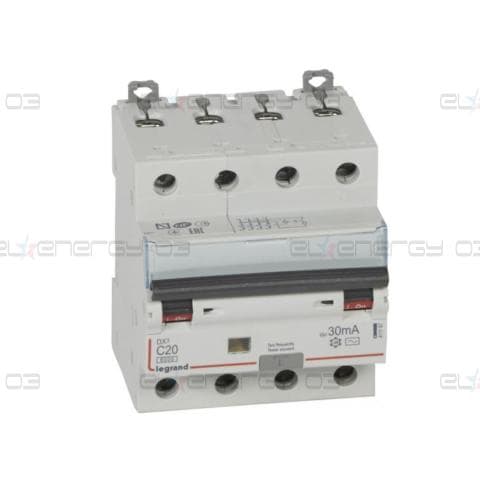 ДТЗ комбинирана DX3 4P 20A крива C 30mA тип AC 6kA 4 мод. Legrand