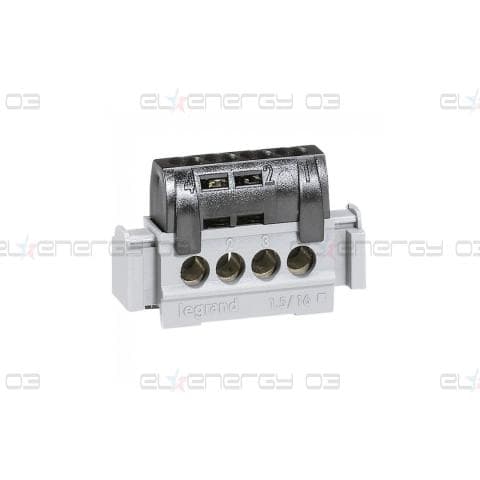 Клемен блок с основа, 4 изхода 4х1.5-16mm2 черна Legrand