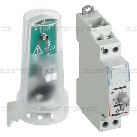 Датчик за осветеност, за DIN монтаж, 2000W, комплект с фотоклетка IP65, Legrand