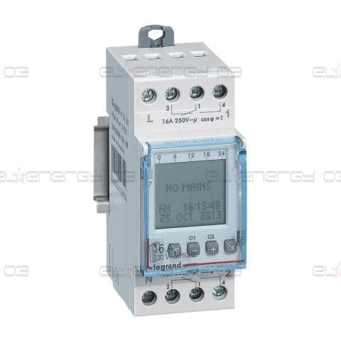 Реле за време, астрономично годишно, с LCD дисплей, 168x 1s, 2c/o 16A, 230Vac 2 модула Legrand