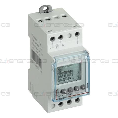 Реле за време, астрономично седмично, с LCD дисплей, 56x 1s, 1c/o 16A, 230Vac 2 модула Legrand