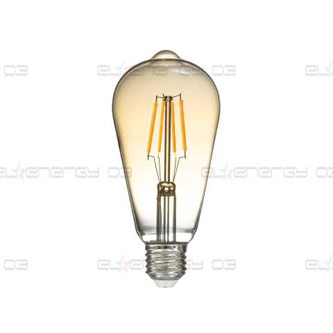 LED filament лампа крушка, амбър, ST64, 5W, E27, 1800K, 230V AC, амбър