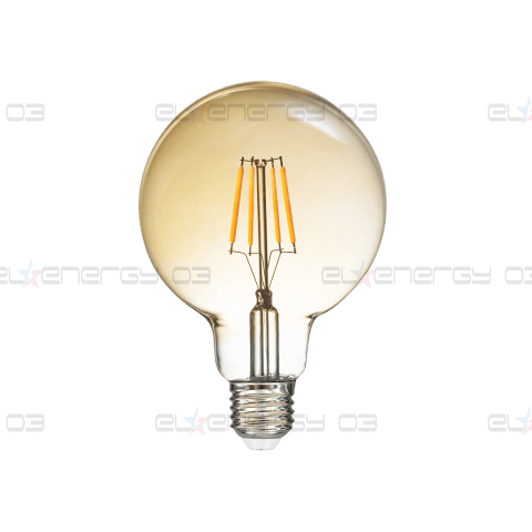 LED filament лампа топка, амбър,G95, 5W, E27, 1800K, 230V AC, амбър