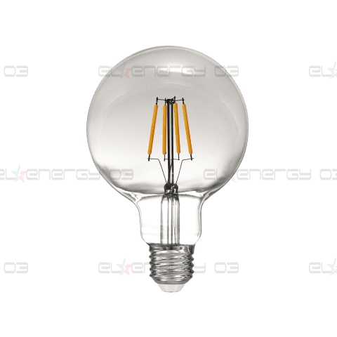 LED filament лампа топка, опушен, G95, 5W, E27, 1800K, 230V AC, амбър