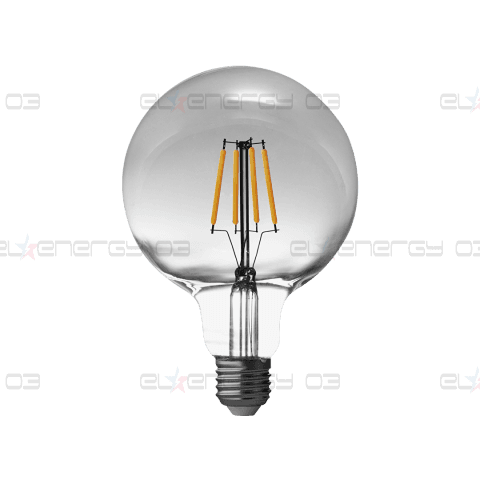 LED filament лампа топка, опушен, G125, 5W, E27, 1800K, 230V AC, амбър