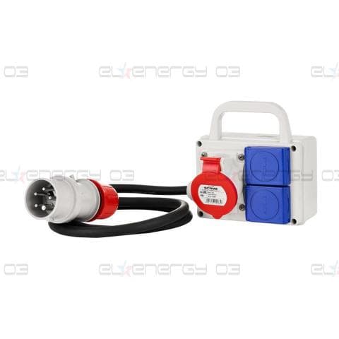 Табло сглобено с индустриални контакти, с кабел H07RN-F 5G2.5mm2 1.2m, серия ADAPTO 1х 3P+N+E 16A и 2х Шуко Scame