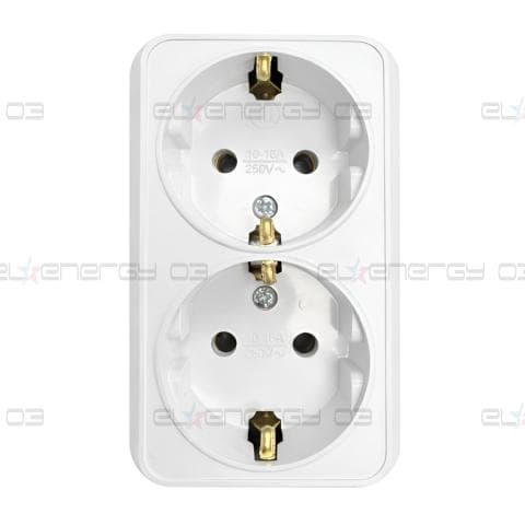 Контакт за открит монтаж, Двоен, 16A, 250V, Бял