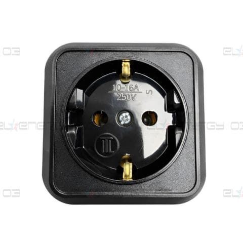 Контакт за открит монтаж, 16A, 230V, Черен