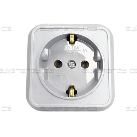 Контакт за открит монтаж, 16A, 230V, Сив