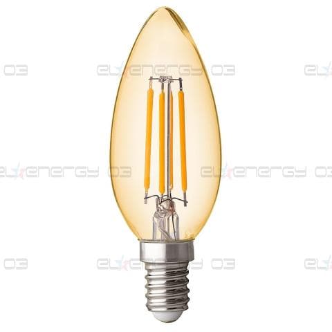 LED FILAMENT ЛАМПА КОНУС,4W, E14, ДИМИРАЩА, 2500K, 220-240V AC, АМБЪР