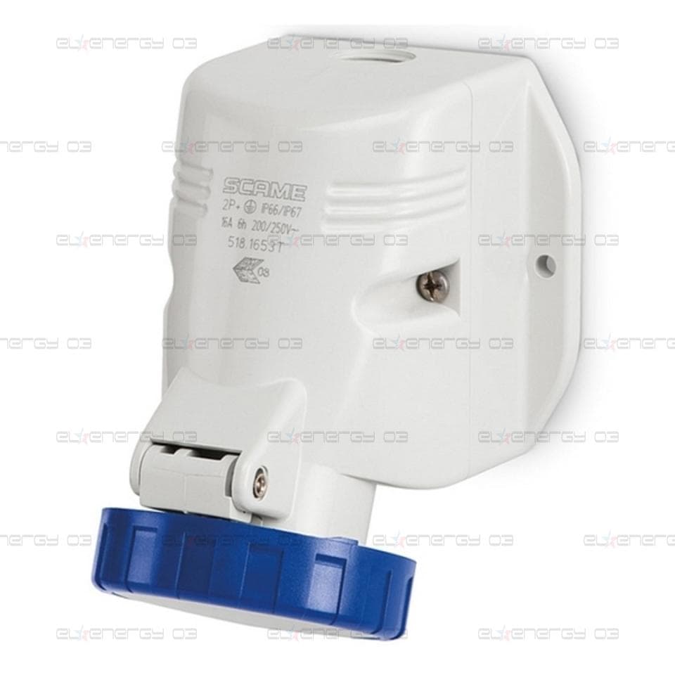 Промишлен контакт 2P+Е 16A IP66 серия Optima Top M20 открит монтаж Scame