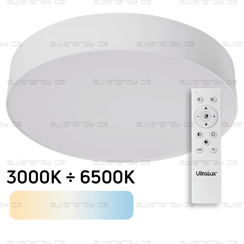 LED Димираща CCT плафониера с дистанционно управление, Бяла, max. 72W, 3000K-6500К, 220-240V AC, Кръг, IP20