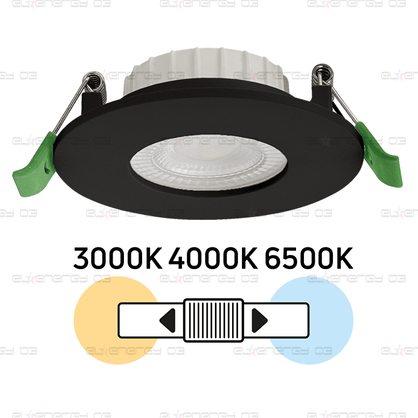 LED луна за вграждане, димираща, черна, 6W, 3000K/4000K/6500K, 220-240V AC, IP44